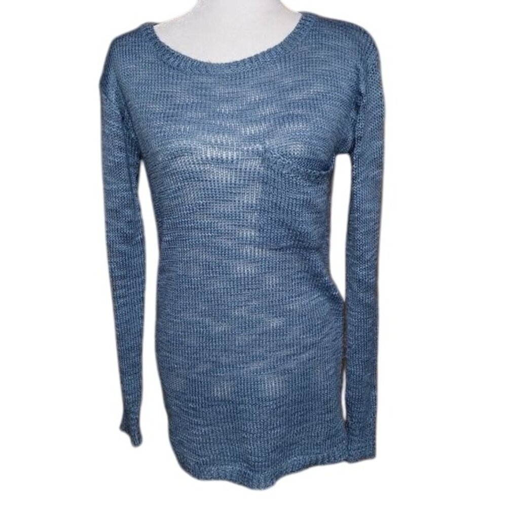 Sun & Shadow Women’s Small Dusty Blue Oversized Sweater Boho Coastal Chic